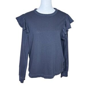 Old Navy Sweatshirt Blue Bluish Grey Gray M Ruffle Ling Sleeved Soft Shirt Top